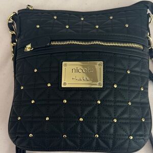 Nicole Black Quilted Crossbody with Gold Accents